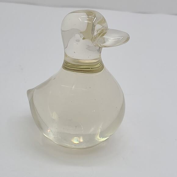 Hand Blown Art Glass Duck Figurine Paperweight Swirl Bubbles Bird 3.75" - Picture 1 of 5
